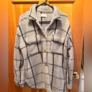 Z Supply Gray Plaid Fuzzy Shacket